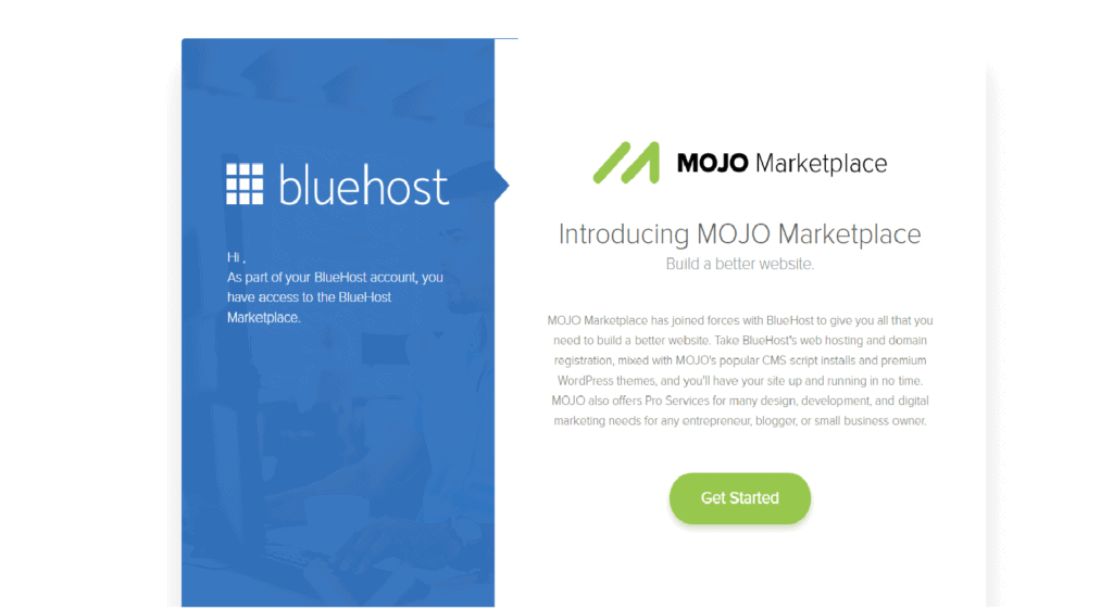 Bluehost 1-Click Install With Mojo Marketplace